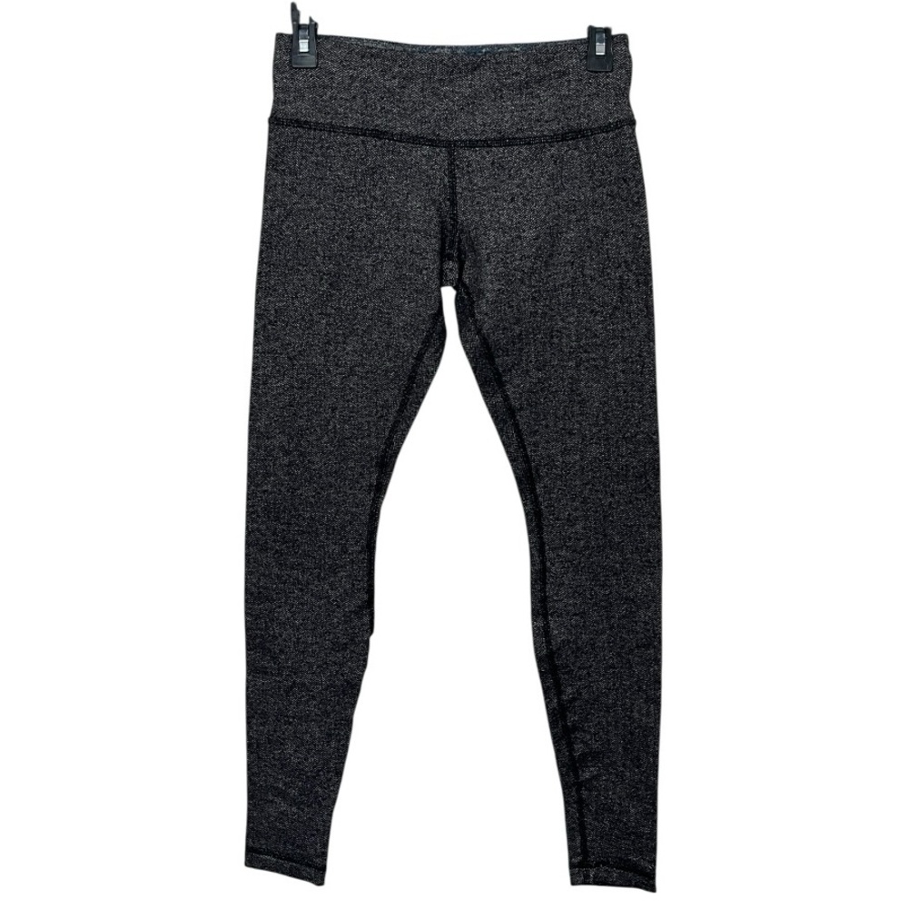 Lululemon Wunder Under Leggings Black Grey‎ Heather Herringbone Size 6